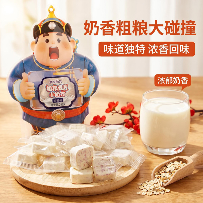 内蒙古特产奶酪奶酥粗粮麦片小奶方奶贝鲜乳纯酪乳清酸奶酪独立装