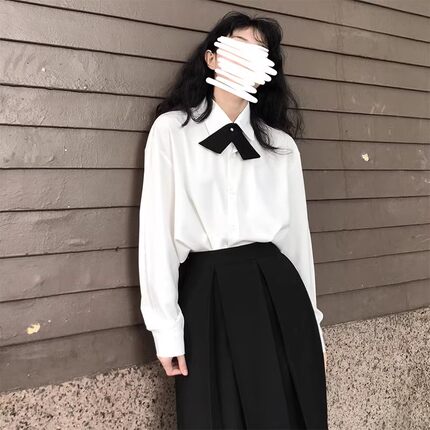 学生长袖宽松衬衫套装百褶半身长裙大码jk制服班服学院风女春秋冬