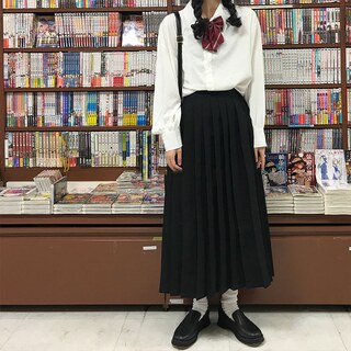 春秋学生衬衫中长款百褶半身裙长裙子jk制服班服套装大码学院风女