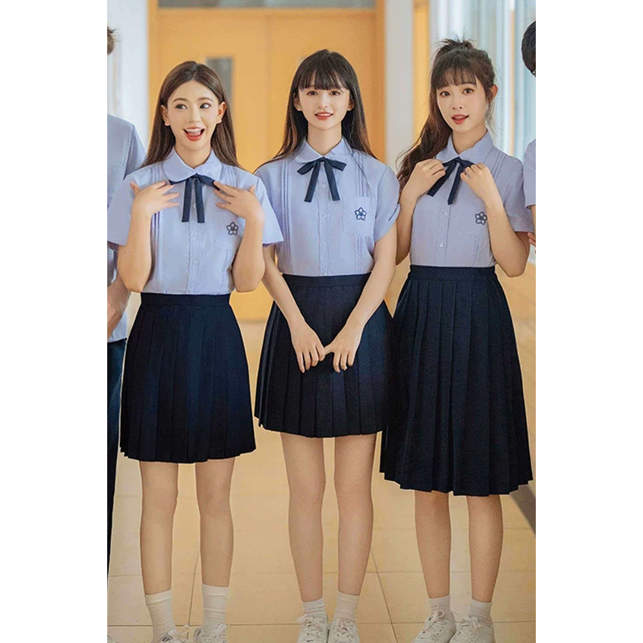学院风短袖衬衫套装jk制服百褶半身裙长裙中长款学生班服大码女夏