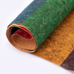 染色软木布天然辅材彩色布木纹配饰面料服装里布条纹环保布料定制