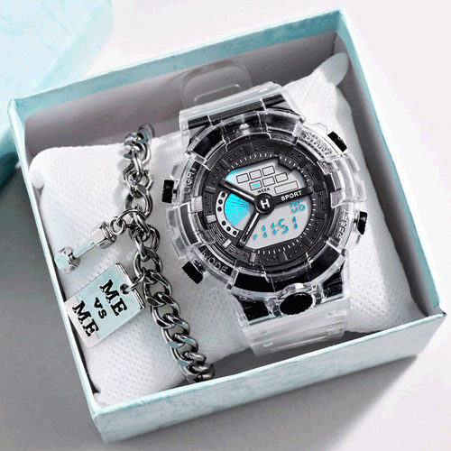 显白雾霾蓝手表男女高颜值初高中学生时尚潮流运动夜光简约电子表