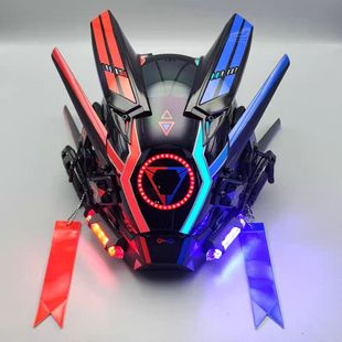 赛博朋克面具铁血战士头盔cos全脸服暗黑机械发光机甲科技感头套