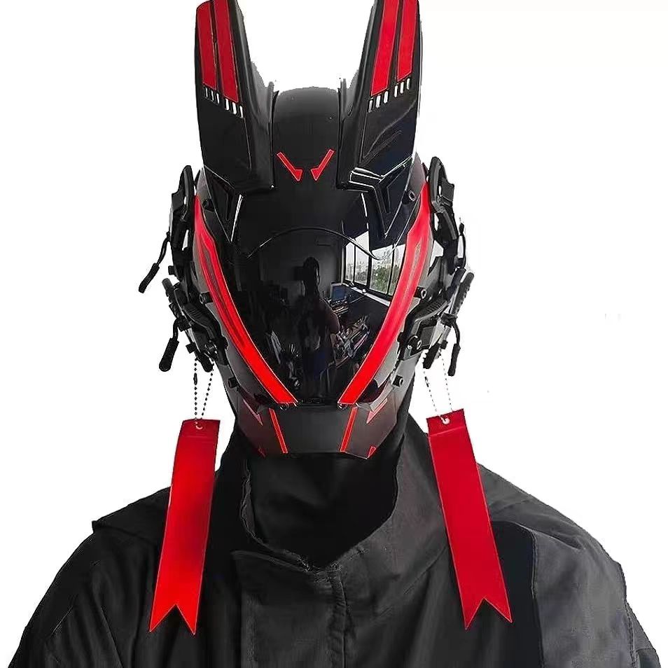 赛博朋克面具全脸面罩铁血战士头盔cosplay机能风科技感机甲风格