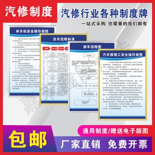 汽修厂安全生产管理制度二类三类维修质量配件技术培训标识牌上墙
