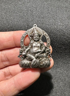尼泊尔西藏手工天铁托甲錾刻藏佛黄财神吊坠藏传腰牌挂件古玩文玩