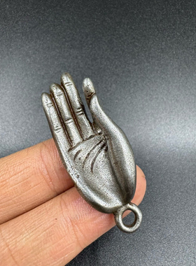 仿古黄铜莲花指保平安佛手钥匙扣幸运佛手挂件掐指一算风水铜吊件