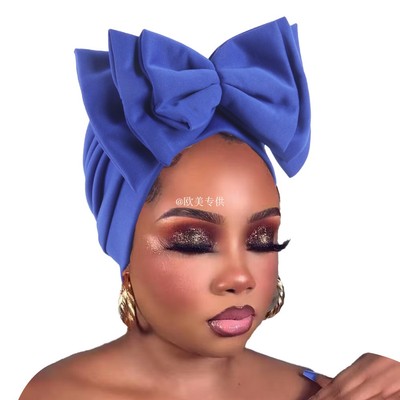 欧美时尚立体三层蝴蝶结包头帽非洲头巾帽套头帽子turban hat cap