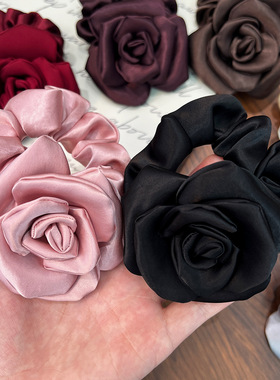 法式立体山茶花发饰温柔轻奢发绳女发圈头绳头饰hair accessories