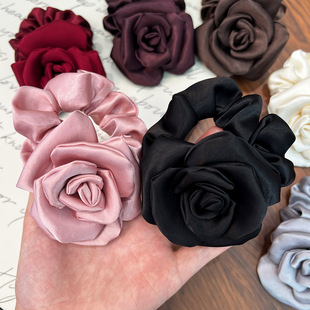 法式立体山茶花发饰温柔轻奢发绳女发圈头绳头饰hair accessories