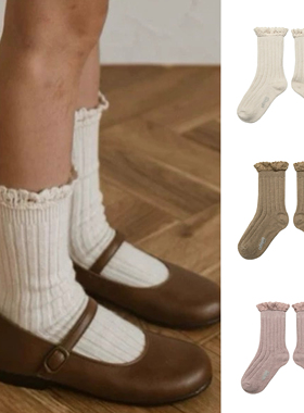 现货法国Collegien女童袜子春秋款羊毛宝宝袜子洋气百搭小腿袜