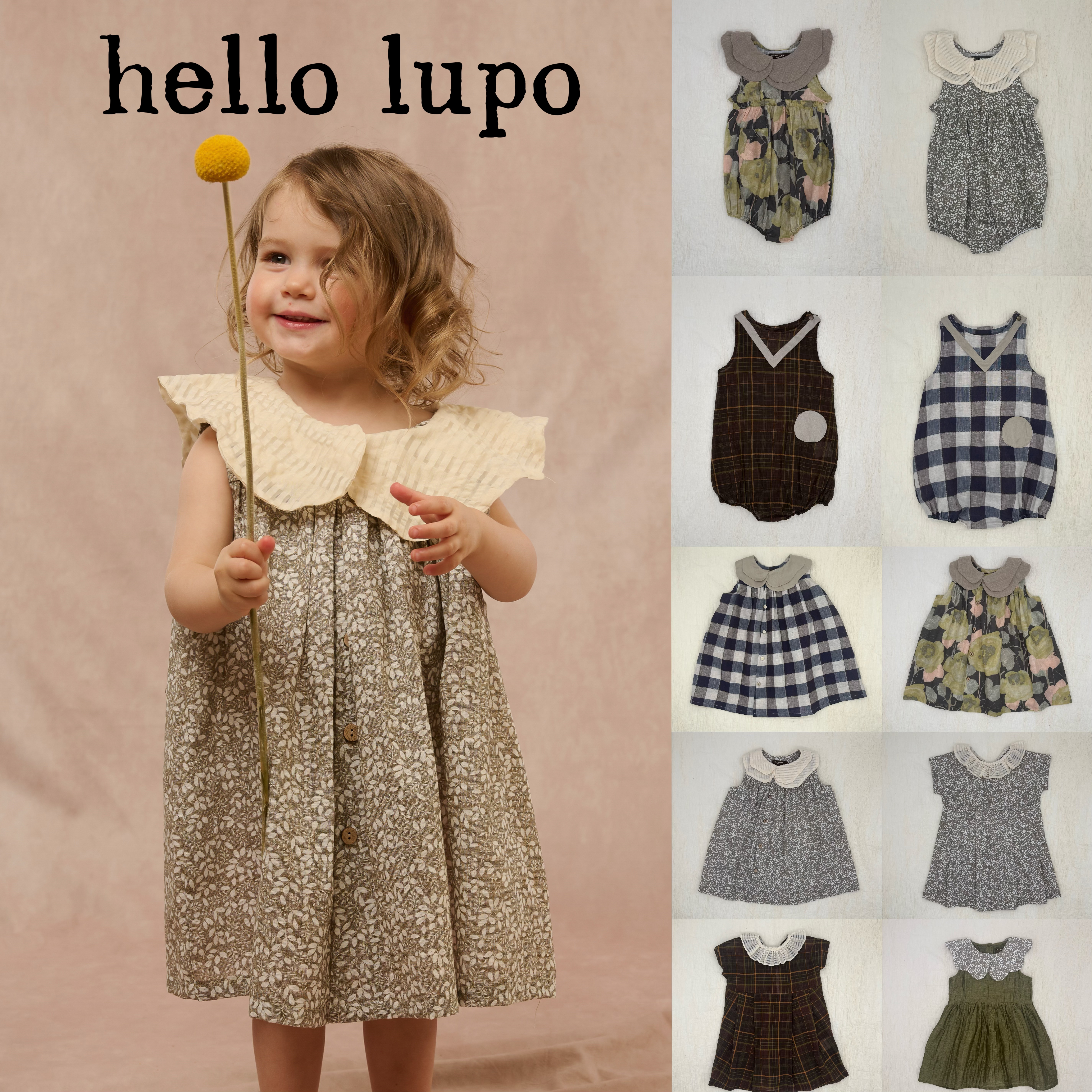 六折hello lupo26ss春夏新款婴幼儿童连衣裙背带裙包屁衣爬服
