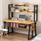 电脑桌书桌书架组合一体台式 家用简约学习桌卧室学生简易写字桌子