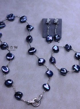 异形巴洛克黑色珍珠项链女款锁骨链轻奢小众设计高级颈链2025新款