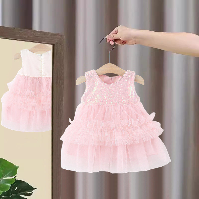 女童连衣裙夏装2025新款洋气儿童吊带公主裙婴儿周岁宝宝礼服夏季