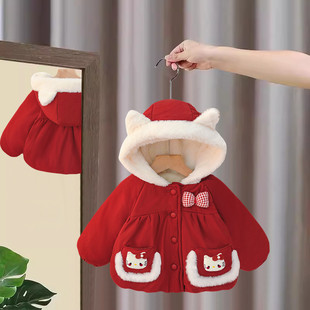 儿童过年拜年服 洋气女宝宝夹棉棉衣棉袄冬季 女童外套冬装 2025新款