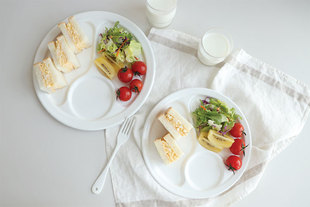 【现货】野田珐琅 手工搪瓷圆形分隔盘早餐盘料理分餐盘