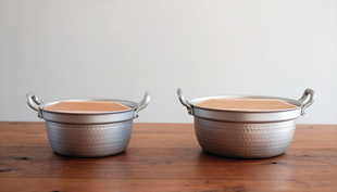 【现货】Hokua北陆银色锤纹双耳锅拉面锅汤锅付木盖