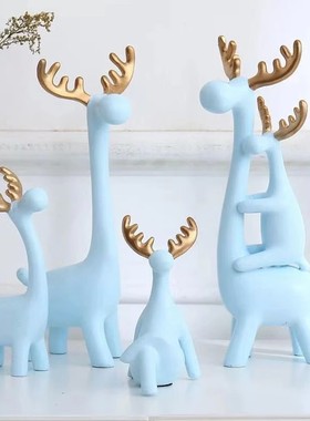 招财仿真树脂北欧风艺术鹿摆件创意家居装饰品件客厅招财客厅家居