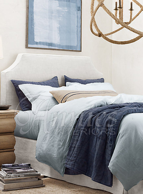 欧式家具米兰达弧肩亚麻布套床罩软包床1.8米床双人床1.5米1.2m