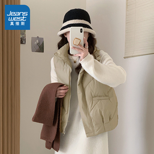 时尚 新款 百搭间棉背心立领马甲外套 春季 KY真维斯青少年女装