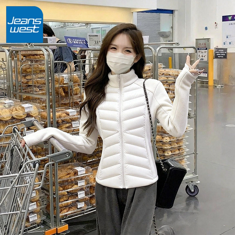 KV真维斯杏色短款外套女2026新款冬季立领修身保暖排骨服收腰上衣,女装/女士精品,短外套,淘宝优惠券,粉丝福利购,淘宝优惠卷