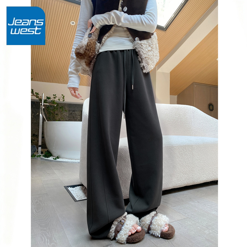 真维斯轻弯刀加绒卫裤女款2025新款