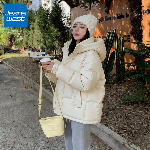 真维斯连帽短羽绒服女2025新款