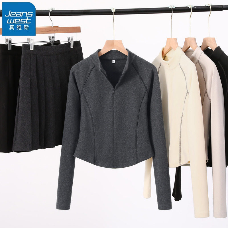 真维斯灰内搭打底衫长袖t恤上衣