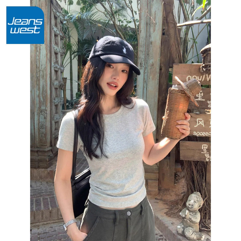 KCV真维斯基础款圆领短袖t恤女修身气质百搭正肩收腰短款针织上衣,女装/女士精品,T恤,淘宝优惠券,粉丝福利购,淘宝优惠卷