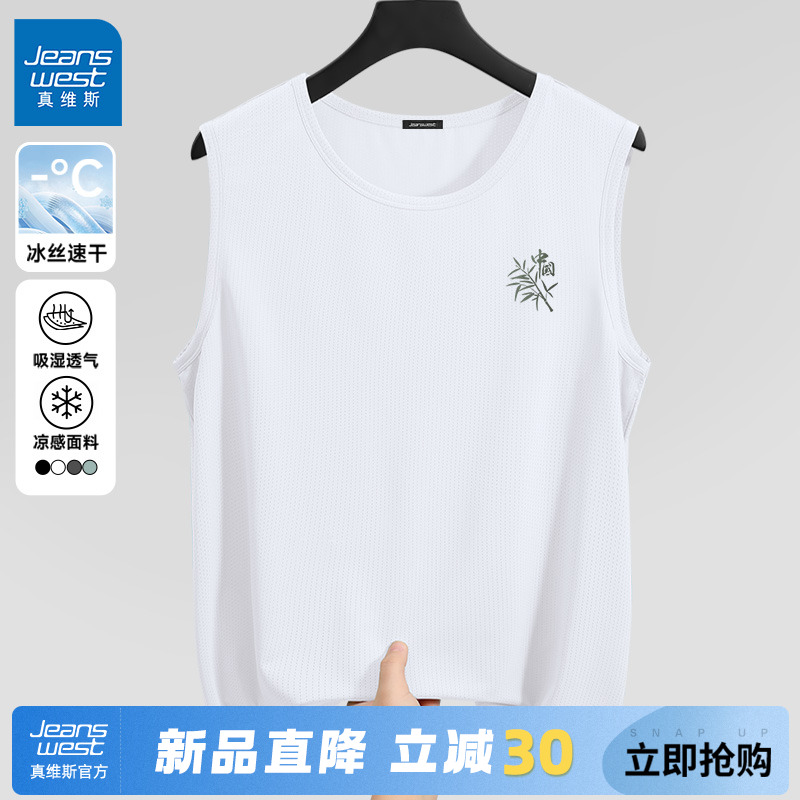 GV真维斯背心男款夏速干男t恤2025新款冰丝网眼运动坎肩男士无袖C