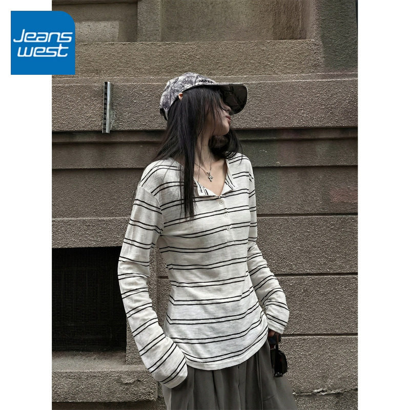 KV真维斯亨利领罩衫女2026春季新款黑白条纹简约高级通勤休闲罩衫,女装/女士精品,T恤,淘宝优惠券,粉丝福利购,淘宝优惠卷