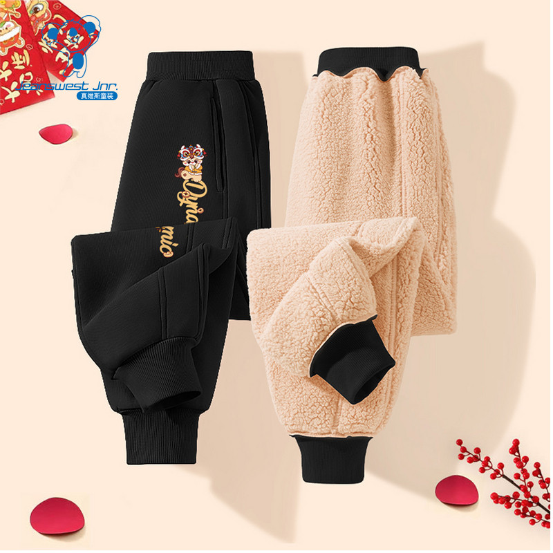 JU真维斯童装2026年春季新款男女童棉羊羔绒双切线醒狮印花卫裤,童装/婴儿装/亲子装,裤子,淘宝优惠券,粉丝福利购,淘宝优惠卷