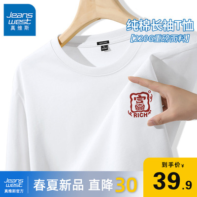 男士纯棉休闲大码T恤长袖衣服