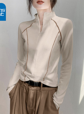 NOA真维斯半高领打底衫女 2025新款秋冬季高级感时尚百搭长袖上衣
