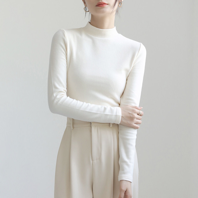 KV真维斯立领白色打底衫内搭 2026新款秋冬薄款上衣女外穿长袖