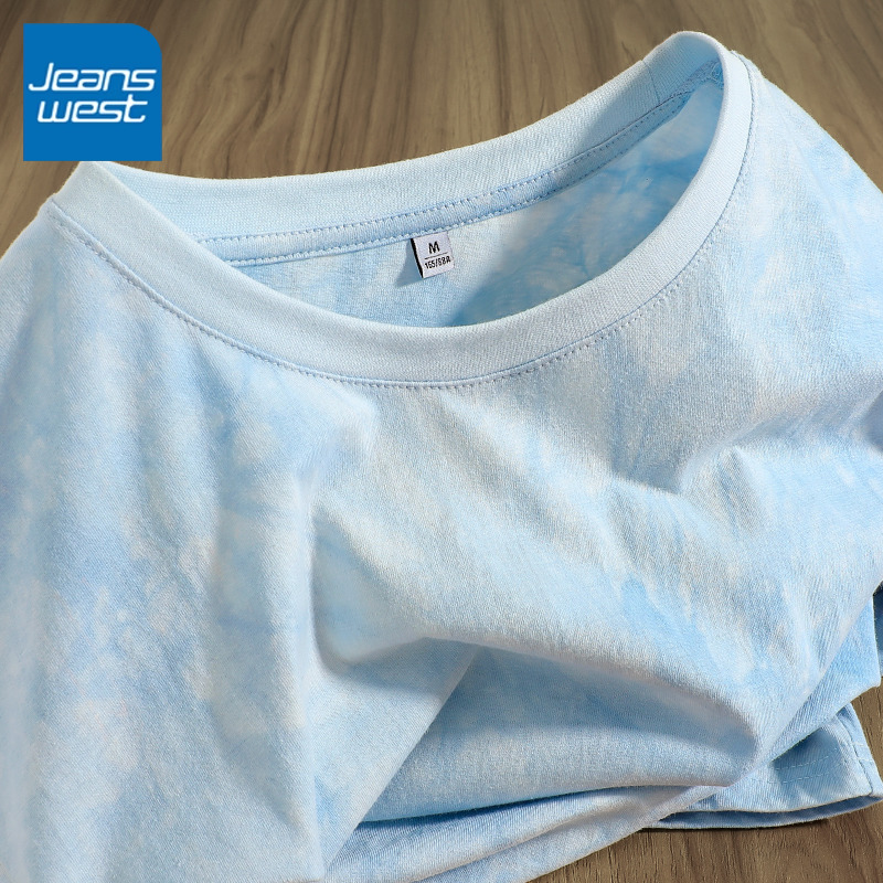 真维斯夏季女扎染t恤2025年新款