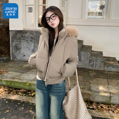 GL真维斯卡其色棉衣短款外套