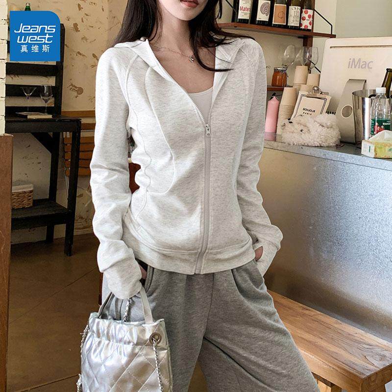 GL真维斯短外套女2026新款秋季韩系高级拉链显瘦修身连帽卫衣开衫,女装/女士精品,短外套,淘宝优惠券,粉丝福利购,淘宝优惠卷