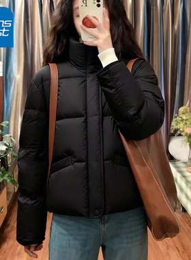 NOA真维斯黑色短款棉袄女款2026新款冬季韩系棉服面包服夹棉外套