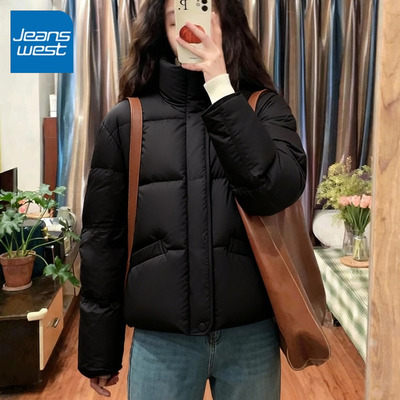 NOA真维斯黑色短款棉袄女款2025新款冬季韩系棉服面包服夹棉外套