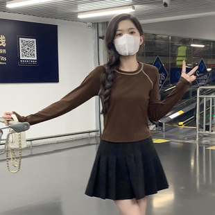 t恤2025新款 女士内搭打底衫 春秋季 设计感短款 美式 KWV真维斯长袖