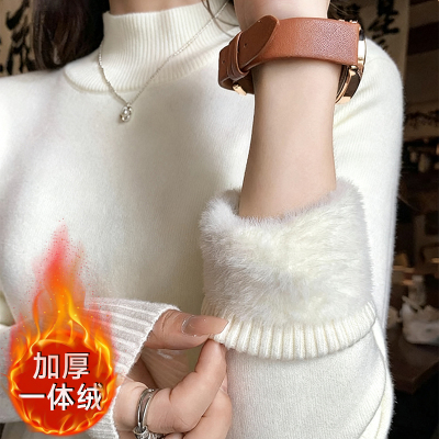 NOW真维斯加绒加厚半高领毛衣女款2025冬季新款保暖内搭毛衫女