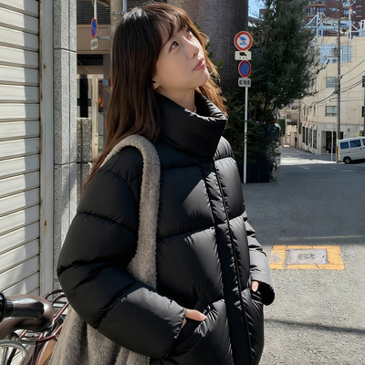 真维斯黑色短款棉服女款2025新款