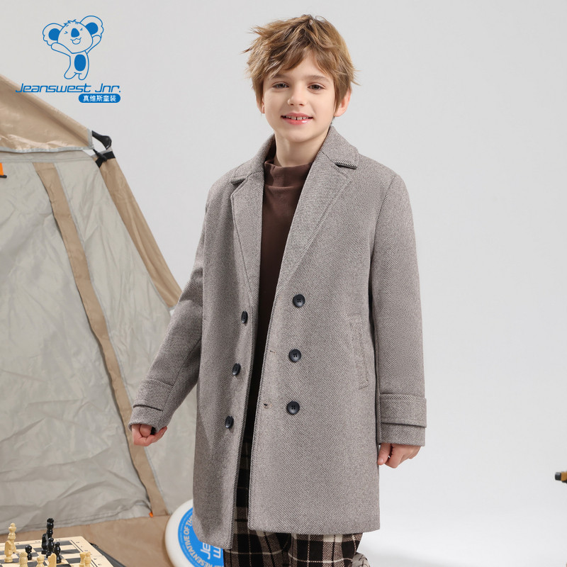 真维斯男童中长款呢料大衣冬季