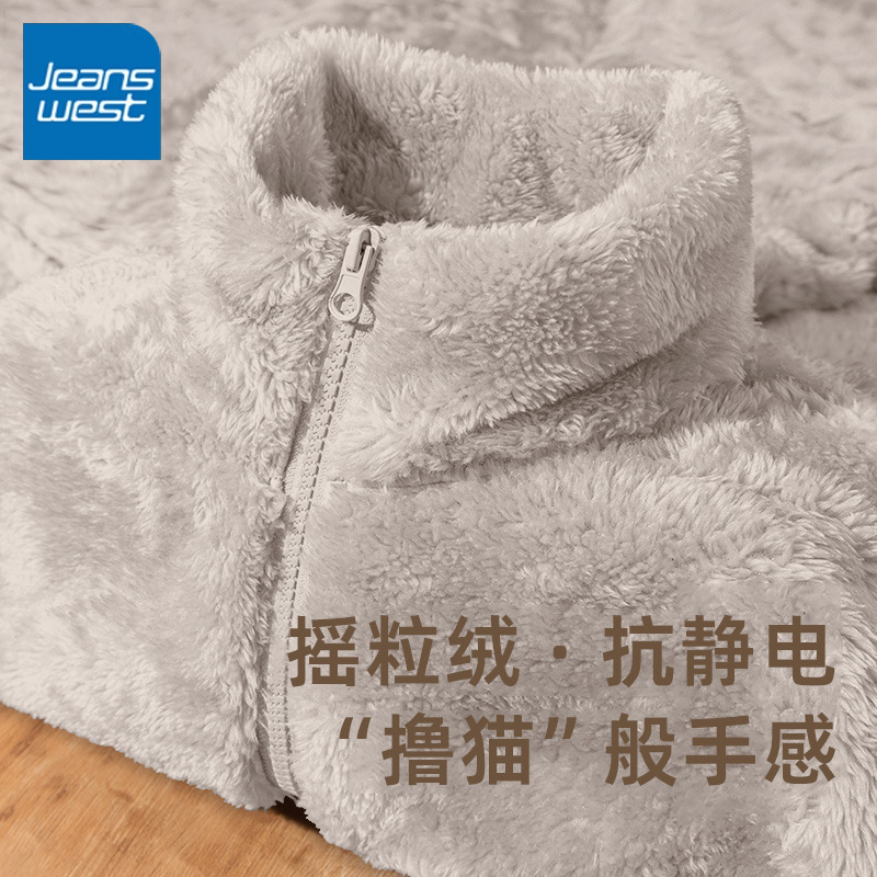 真维斯女舒棉绒立领开衫冬季新款