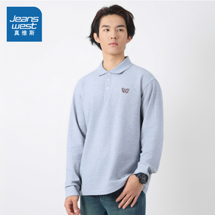 【商场同款】真维斯男装POLO领长袖上衣2026春季新品印花衣服男