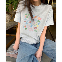 KWV真维斯灰色纯棉短袖t恤女2025新款独特超好看单穿宽松上衣女夏