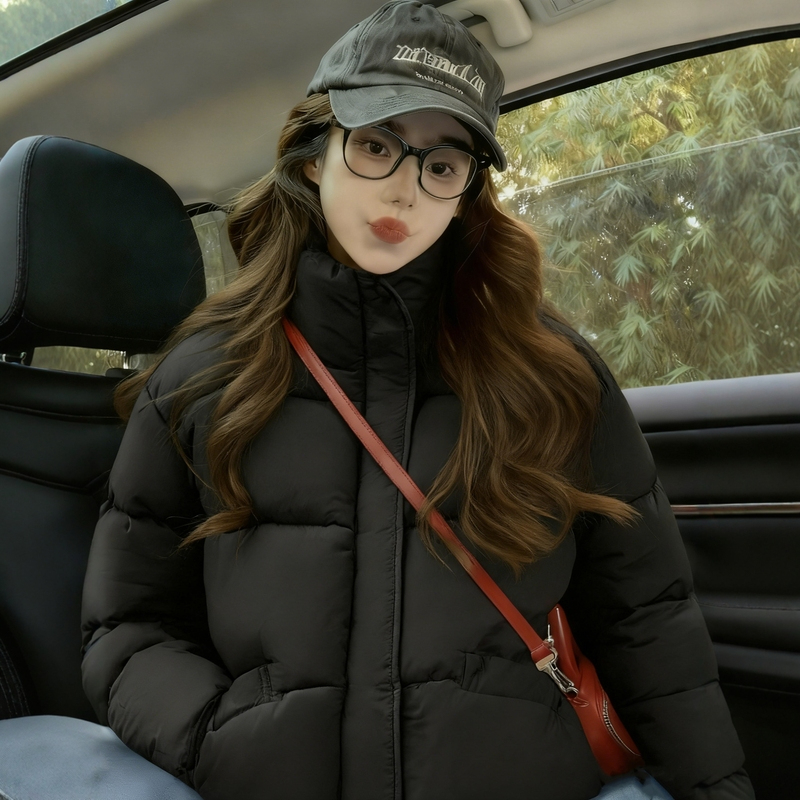 真维斯黑色棉服女款2025新款冬