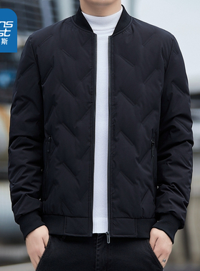 VF真维斯男装冬季保暖流行男款轻薄羽绒服黑色商务时髦男款衣服